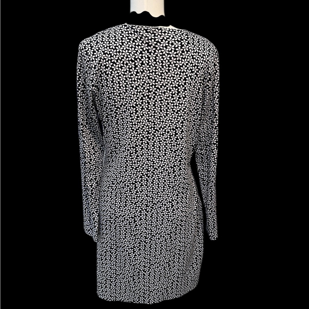 Diane Von Furstenberg DVF Reina Silk Blend Shift Dress Daisy Black/White Sz 12 - Picture 11 of 14
